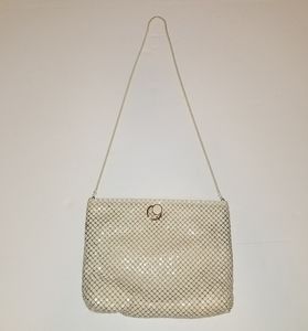 Vintage Cream Mesh Metal Handbag purse Cream